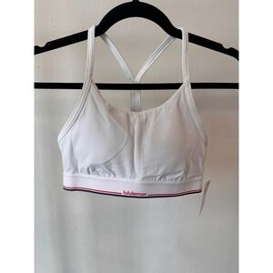 Lululemon Flow Y Mid-Support Bra Logo White LW2EJ3S Size 2 NWT